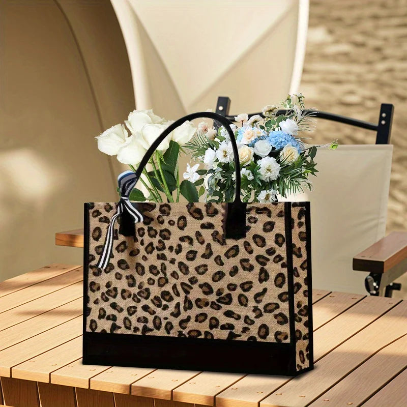 Fashionable Zebra and Leopard Print Large Capacity Storage Fashionable Handbag, Thick Waterproof Durable Tote Bag