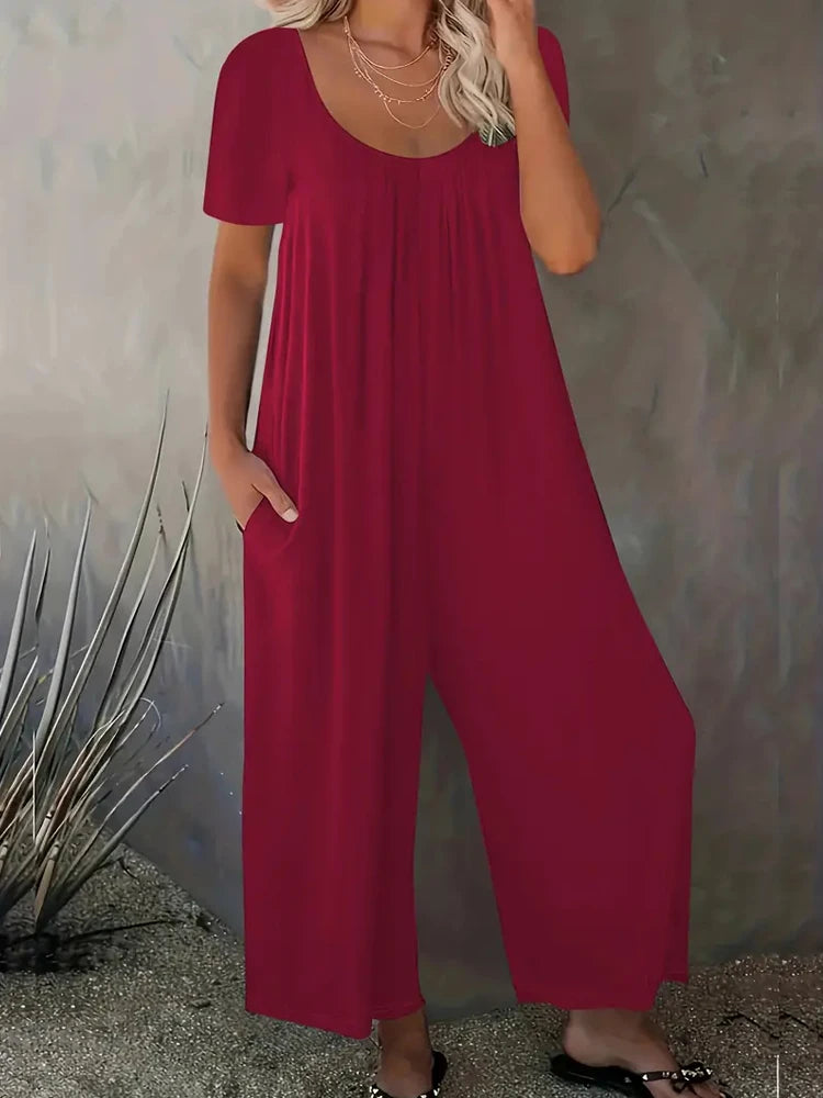 Plus Size XL-5XL Summer Romper Overalls With Pockets Casual Fashion Short Sleeve.