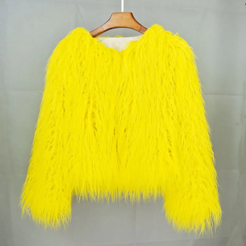 Women Autumn Winter Top Fashion Faux Fur Coat Elegant Thick Warm Jackets for Women. S-3x