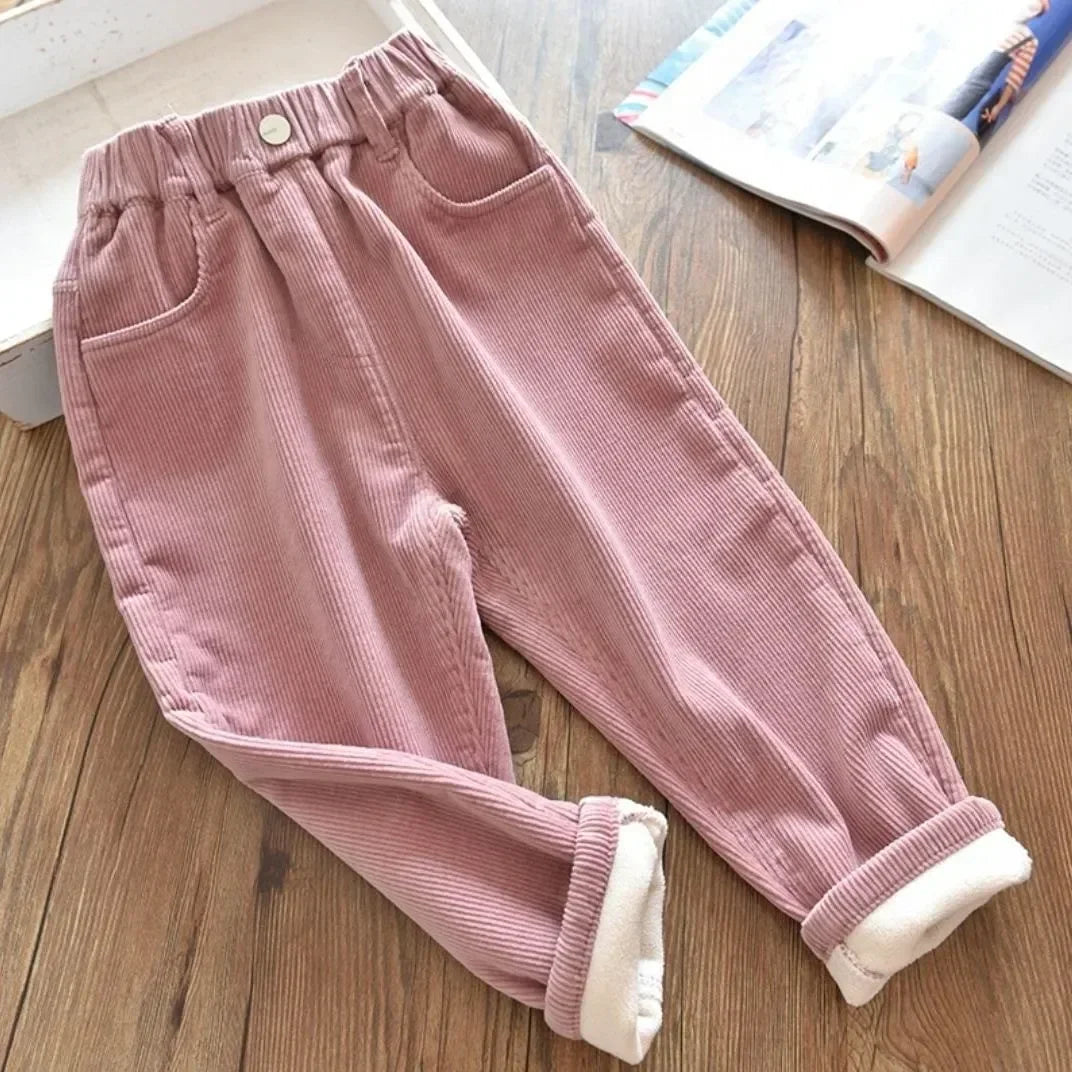 Kids Corduroy Harem Pants - Girls Warm Winter Trousers