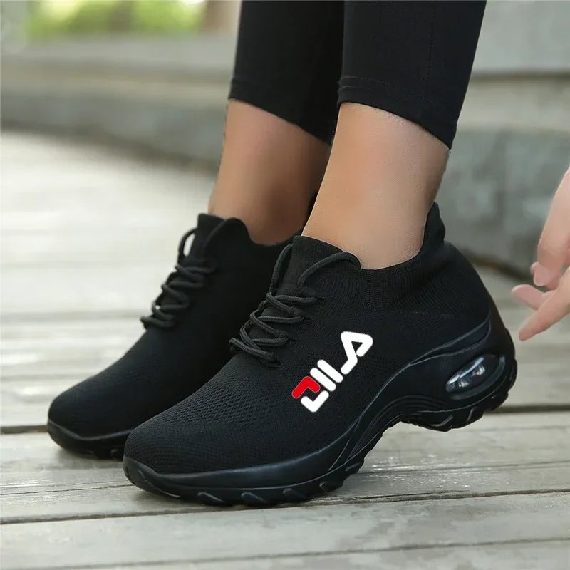 Women Tennis Breathable Mesh Height-increasing Slip-on Sneakers Thick Bottom Platform