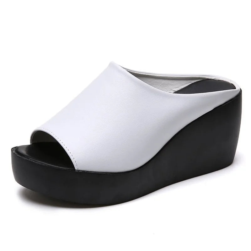 Woman Summer Wedges Peep Toe Casual Slides