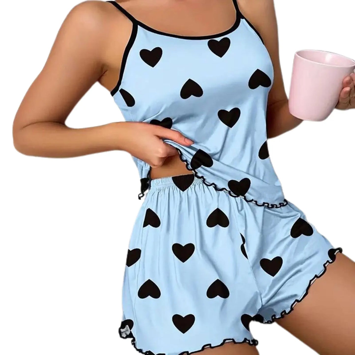 Women Pajamas Set Cute Sexy Soft Cozy Casual Printed Sleepwear With Shorts And Cami For Home lounge/Sleepwear. S-3XL