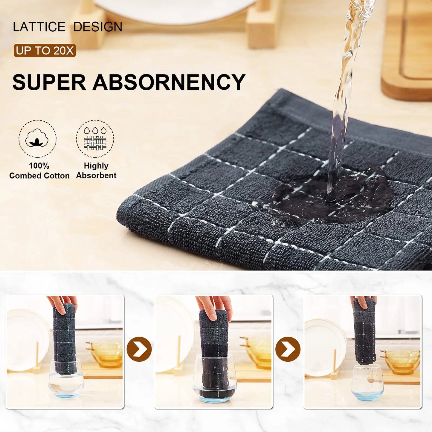 Homaxy 4Pcs New Cotton Dish Towels 100% Ultra Soft And Absorbent Kitchen Towels Soft Household Cleaning Tools Kitchen Wash Cloth