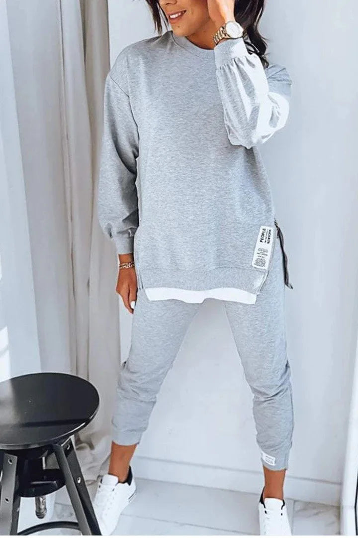 New Autumn Patchwork Loose Two Piece Set Women's Fashion Long Sleeve Pullover Casual Hoodie And Sport Pants. S-3x