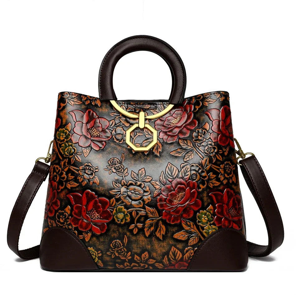 Flower Print Women Designer High Quality Cross-body Messenger Purse /Handbag