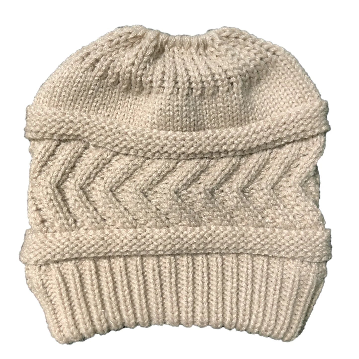Winter Solid Cap Color Beanie Hat Dome Warm Horsetail Knit Hat women's Solid Color Fashion Outdoor