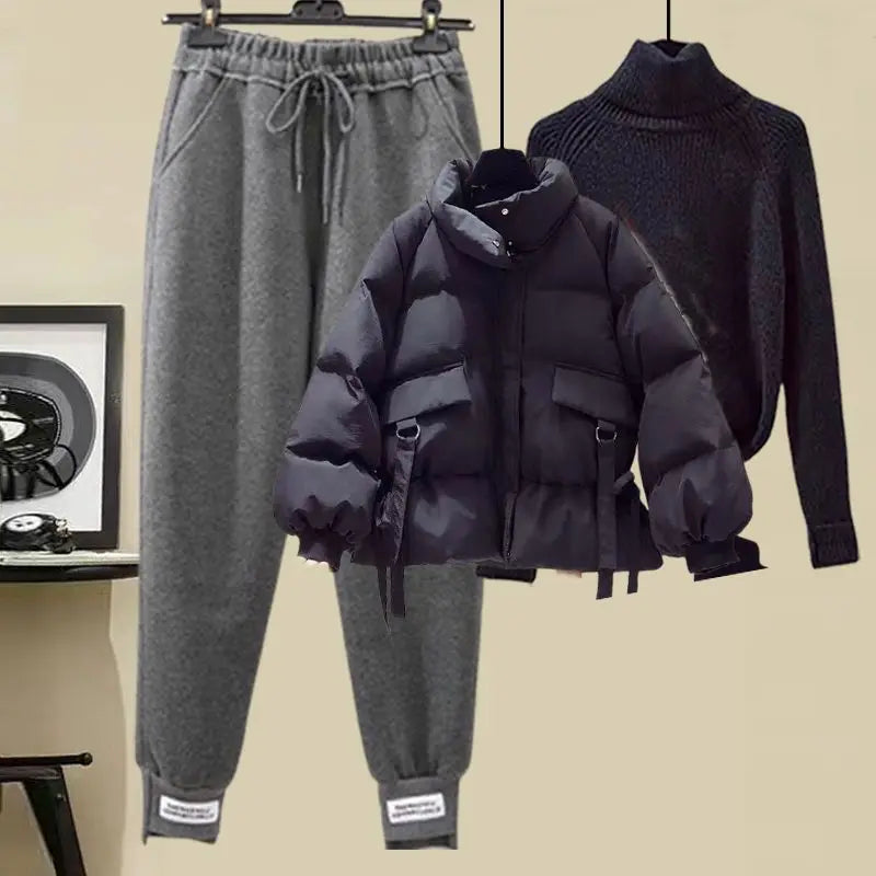 Ladies Autumn Winter Short Coat, Turtleneck Sweater Lady Solid Jackets Knit Bottoms. S-2x