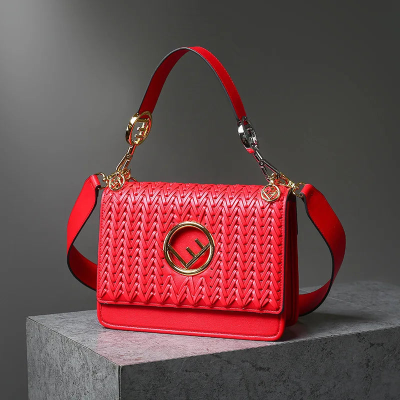 New Hollow Carved Square Bag Luxury Design Clam shell Metal Real Leather Material.