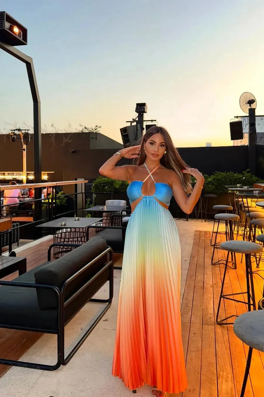 2025 Summer Fashion Women Long Dress Sexy Halter Neck Sleeveless Comfortable Elegant Party Dress. S-L