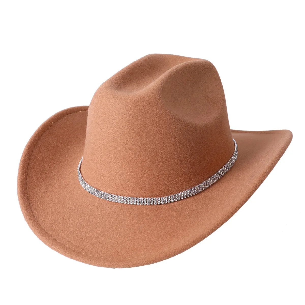Fashion Rhinestone Cowboy Hat for Women Shape able Wide Brim - Felt Western Cowgirl Hats