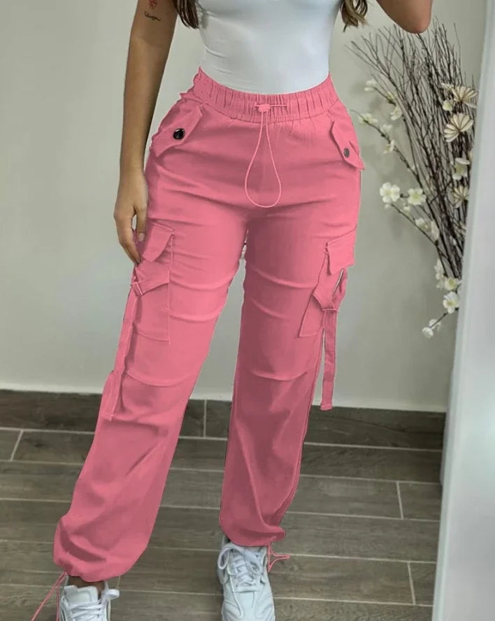 Drawstring Pocket Design Comfortable Cargo Pants. S-XL