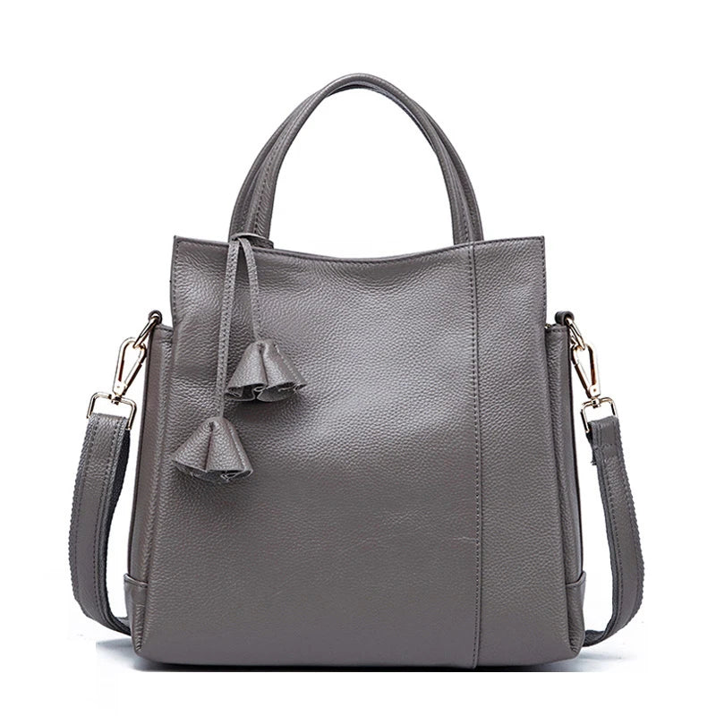 Cowhide women's handbag casual versatile black daily commuting single shoulder cross-body tote bag