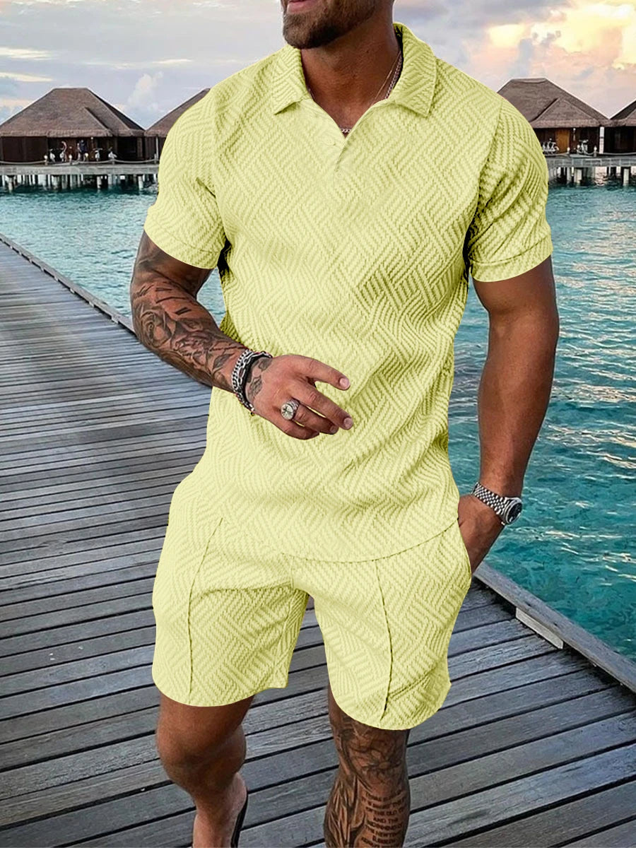 Men's summer fashion casual 3D printed Polo shirt lapel casual suit. S-5X