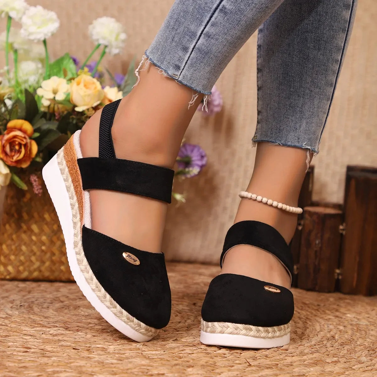Women High Quality Closed Toe Wedge Comfortable Sandals