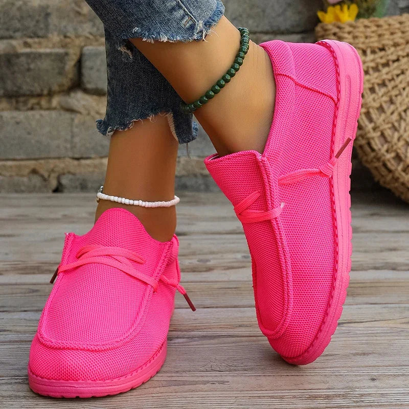 New Mesh Breathable Sneakers Women Thick Bottom Vulcanized Non-Slip Lace Up Casual Light Shoe.