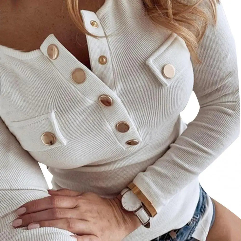 Sexy Women T Shirt Long Sleeve Solid Slim Fit Ribbed Slim Low-cut Top. M-4X