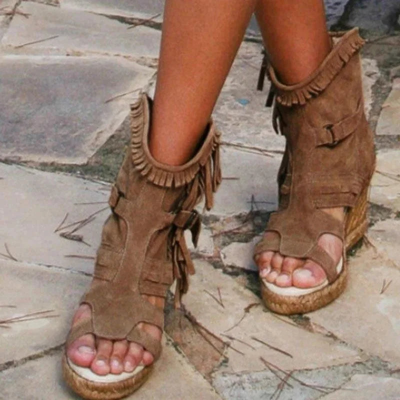 Ladies Summer Platform Wedge Tassel Shoe
