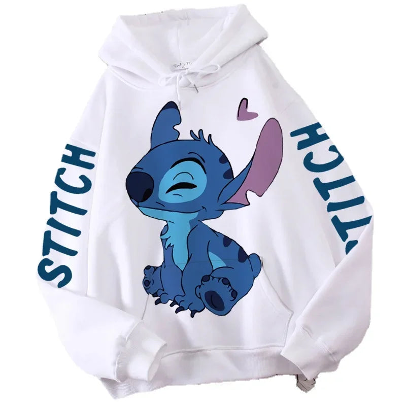 Disney Hoodie Fashion Stitch Angel Monster Letter Cartoon Sweatshirt Pullover Cute Unisex Pocket Hoodie. S-3X