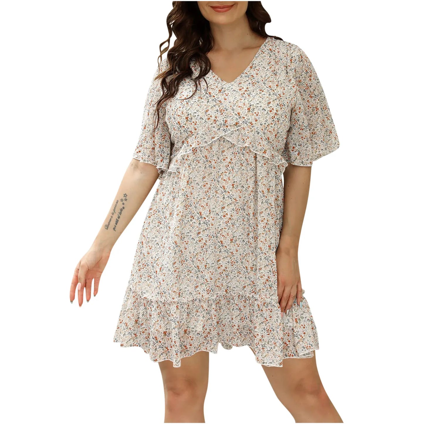 Oversized Women's Dress Loose Flare Fashion Casual Printed Flower Pattern Long Dresses Plus Size For Spring Summer