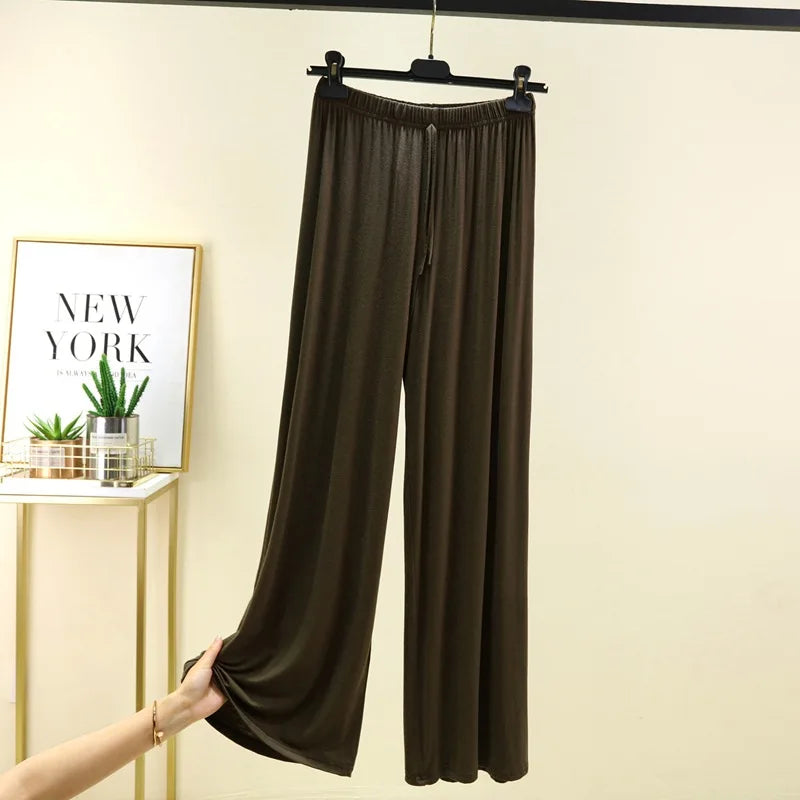 Plus size L to 6XL Women's wide leg pants high waist Loose Long solid colour Casual Pants