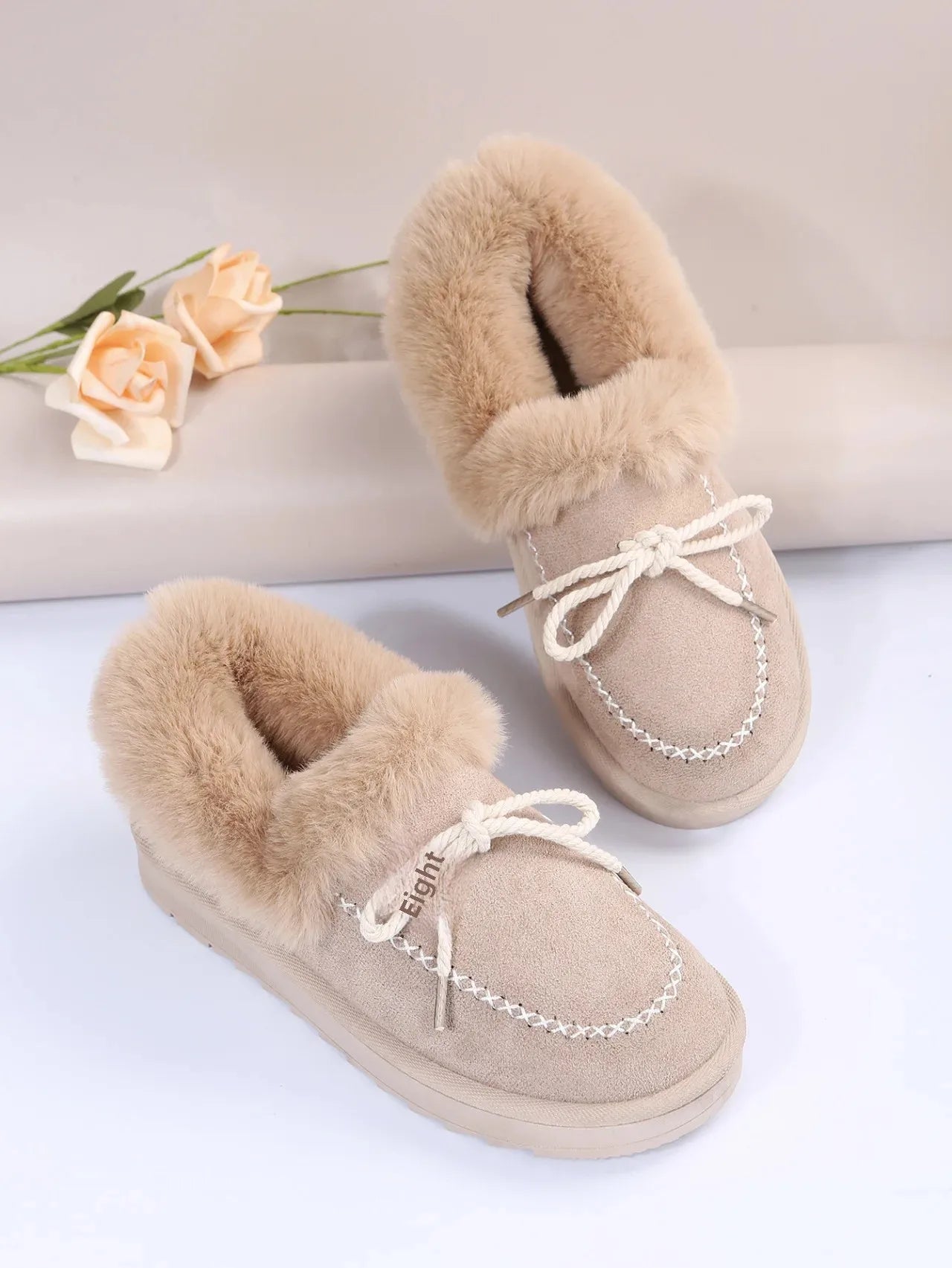 Women's Thick Bottom Fleece-Lined Cotton Shoes One-Step Lazy Shoes Velvet Moccasins