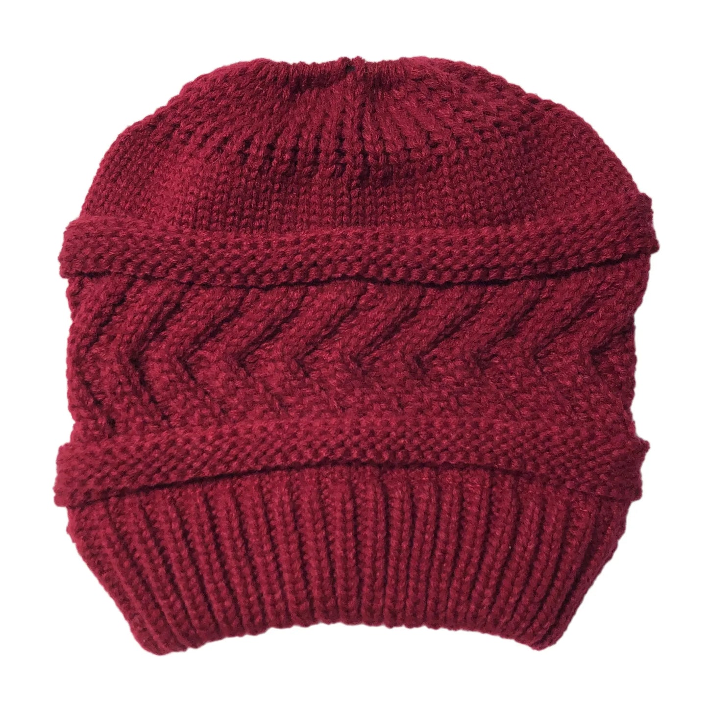 Winter Solid Cap Color Beanie Hat Dome Warm Horsetail Knit Hat women's Solid Color Fashion Outdoor