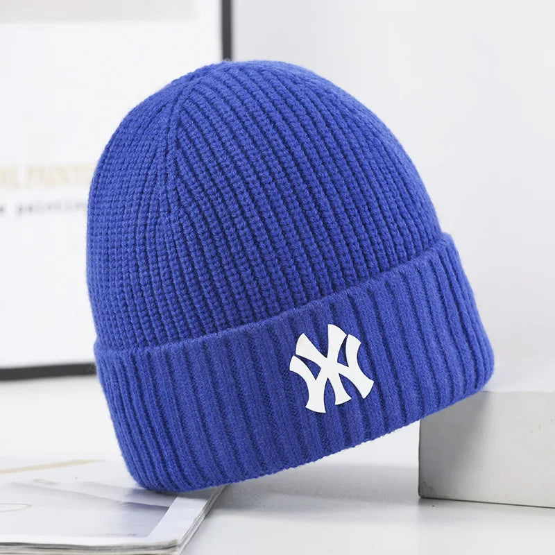 Unisex Keep Warm Autumn Winter Knitted Hat Female MY Letter Embroidery Hip-hop Hat Beanies Hats .