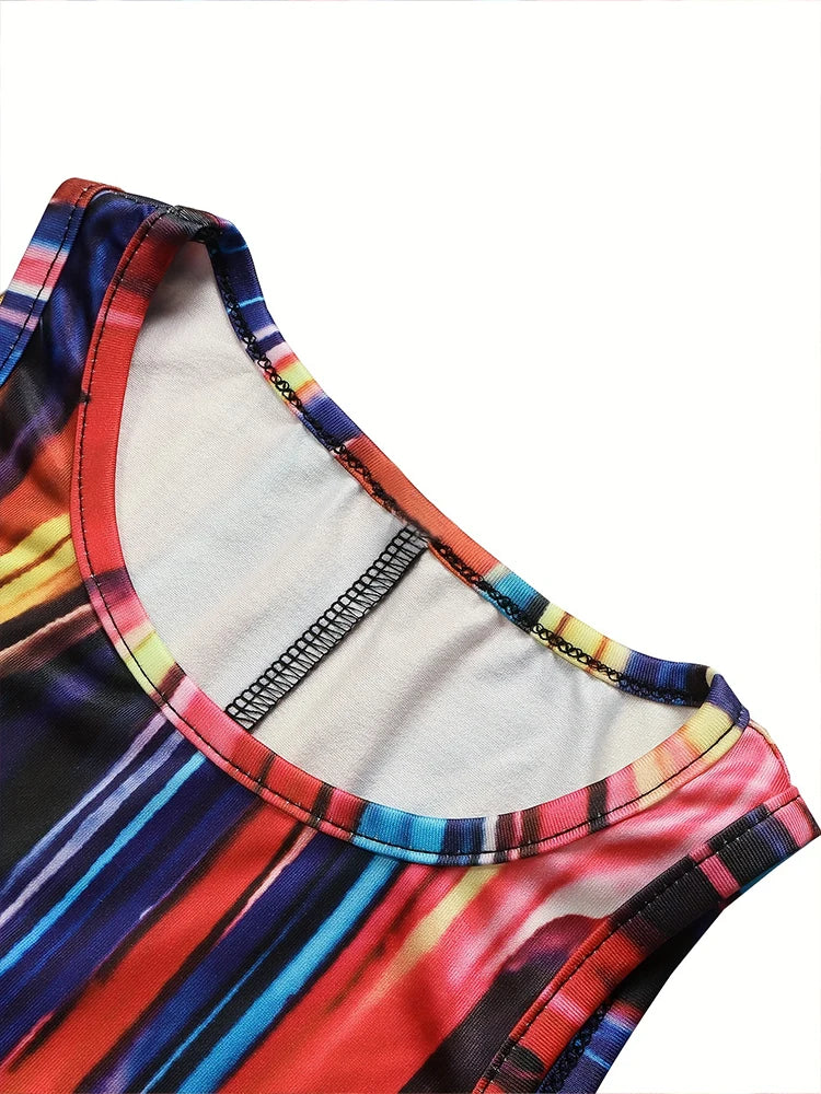2025 Summer New Women's Colourful Pattern Long Maxi Dress . S-XL