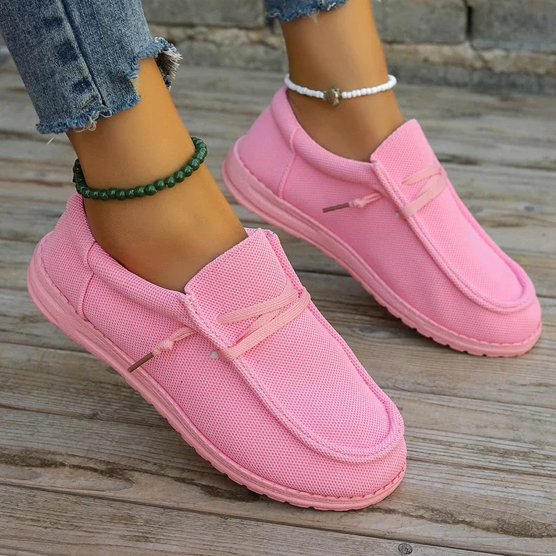 New Mesh Breathable Sneakers Women Thick Bottom Vulcanized Non-Slip Lace Up Casual Light Shoe.