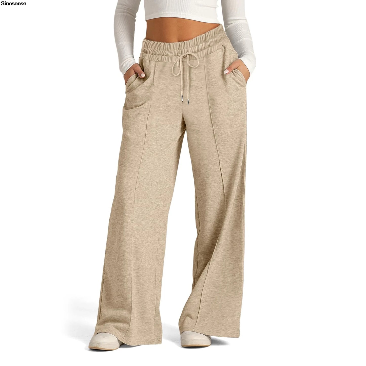 Womens Wide Leg Sweatpants High Waist Baggy Flared Drawstring Athletic Joggers Casual Daily Wear Loose Sporty Wear. S-2X
