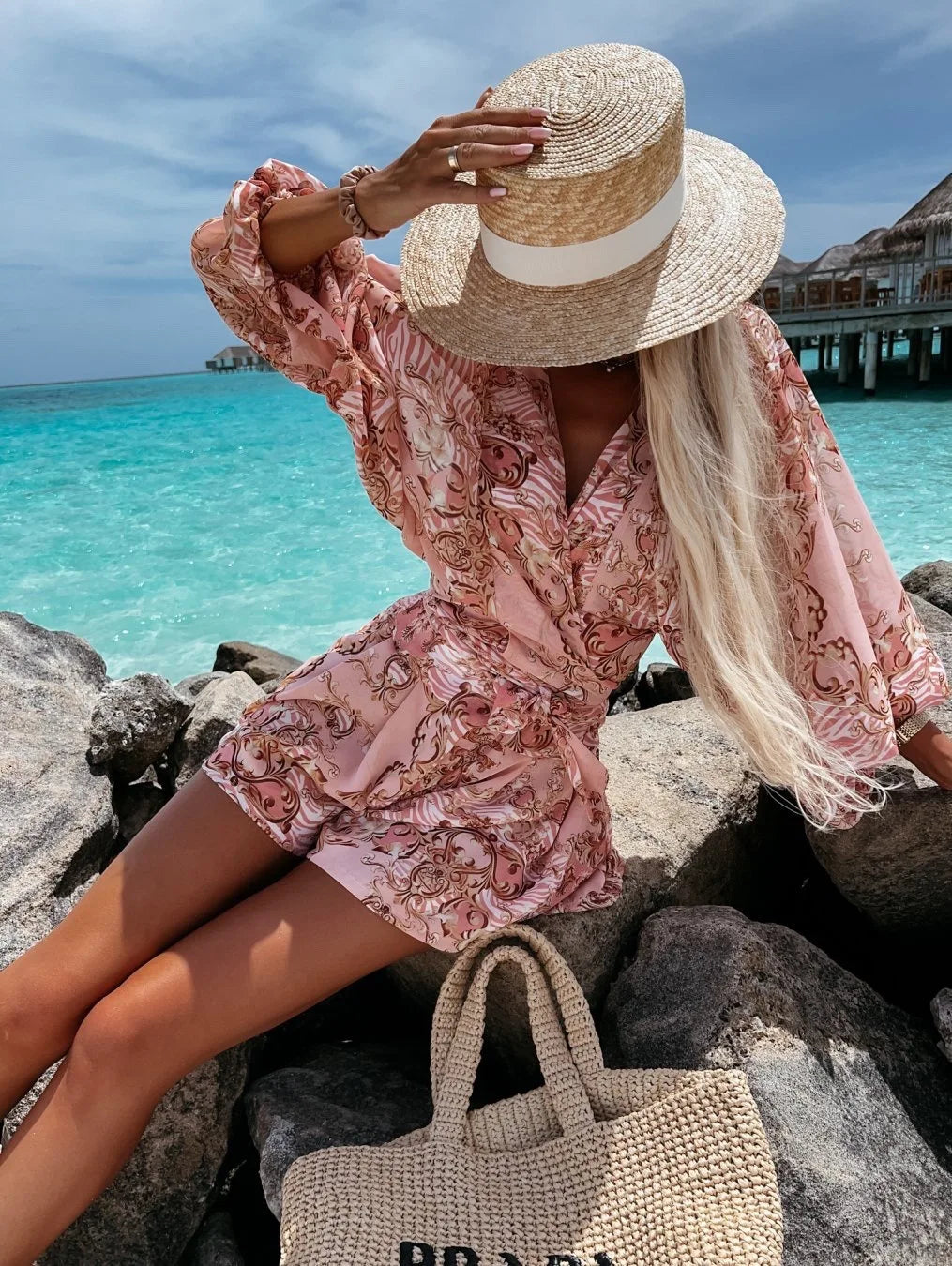 Sexy Deep V Neck Jumpsuit For Women Summer Casual Boho Outfit With Lantern Sleeve. S-2x