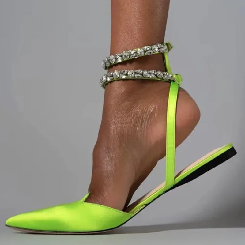 Women's Luxury Pointed Toe Flat Sandals 2025 Summer New Fashion Solid Sexy Party Sandal. Zapatos Mujer