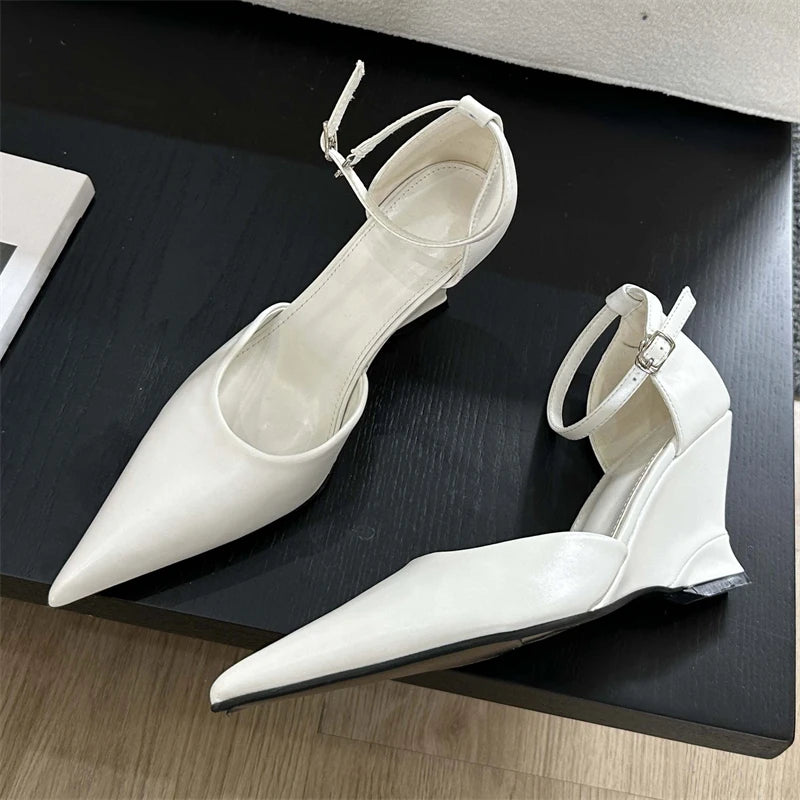 Spring Fashion Pointed Toe Slingback Wedge Heels Party Shoe