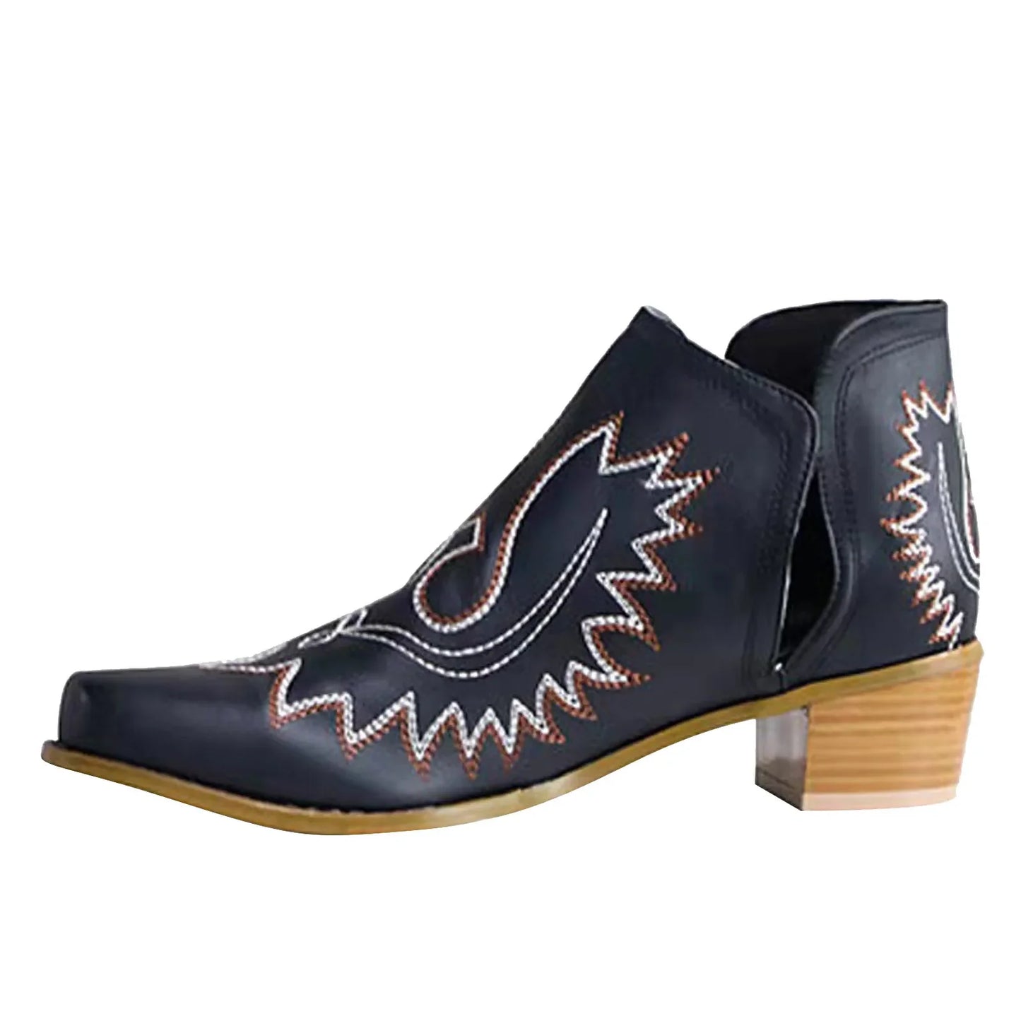 Women Flower Embroidered Cowboy Ankle Boots Casual Comfortable Boot/Shoe. 36-43