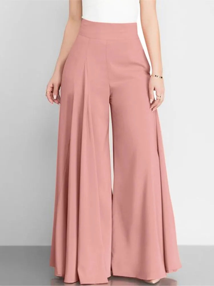 Fashion High Waist Wide Leg Pants For Women Elegant Casual Solid Loose Long Pant. S-3X