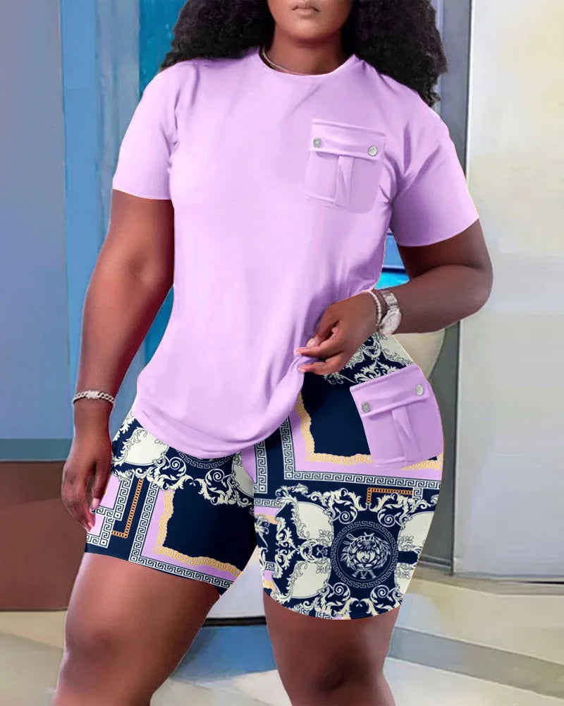 Ladies Comfortable And Casual Two Piece Short Set . S-3x