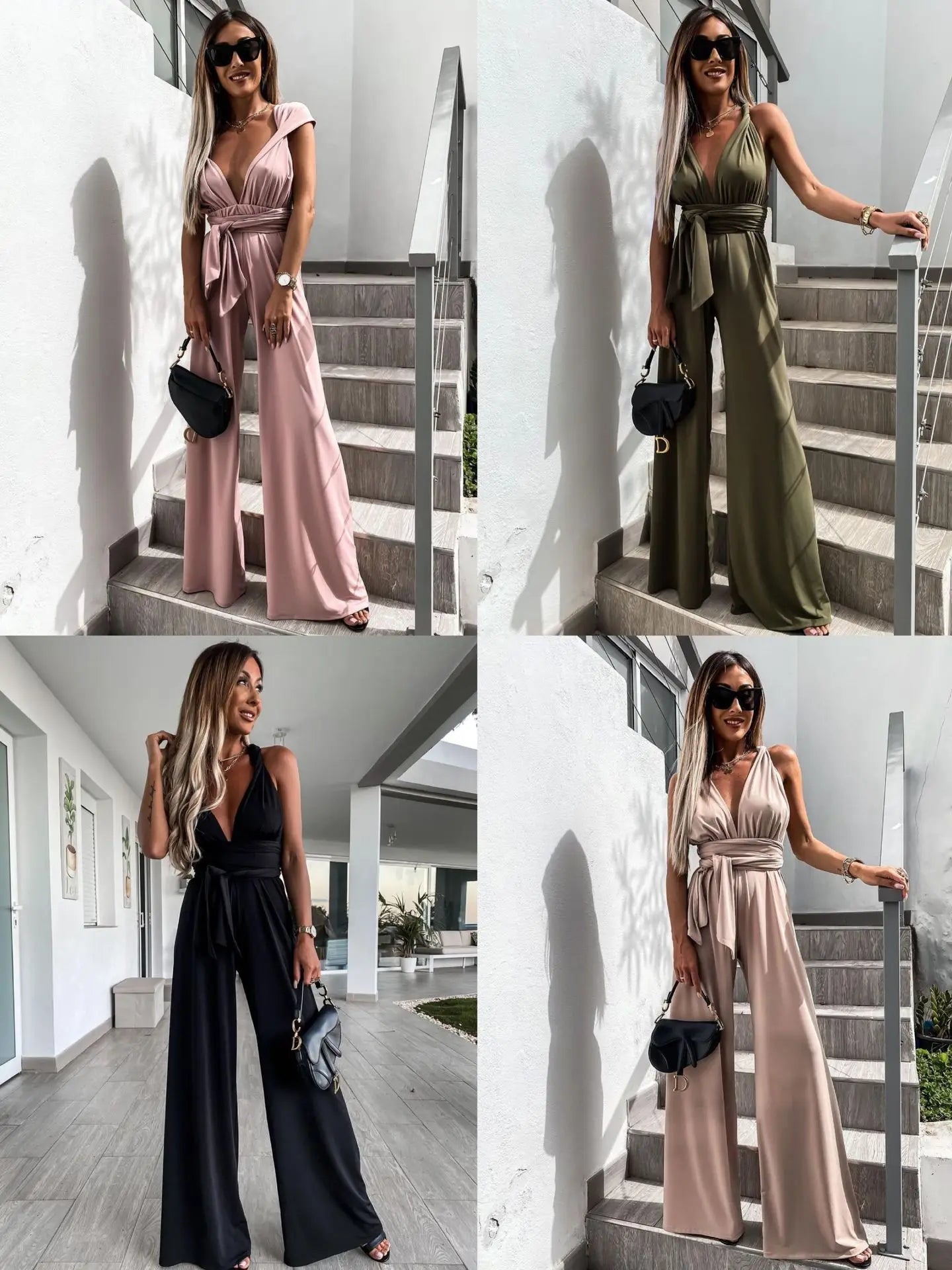 New Ladies Sexy Sleeveless Solid Jumpsuit . S-2X
