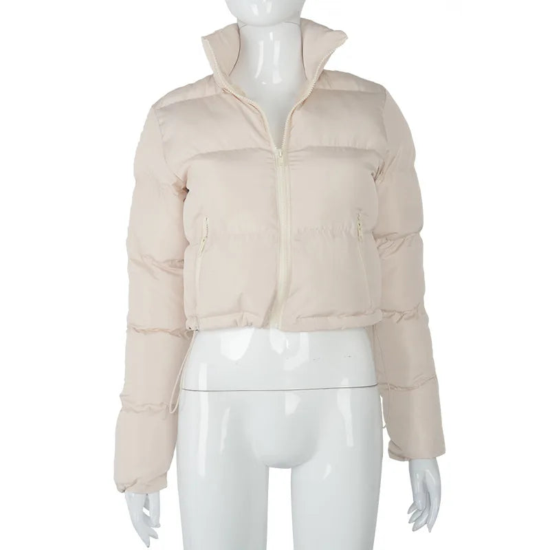 Women's Cropped Puffer Jacket - Oversized Bubble Down Coat