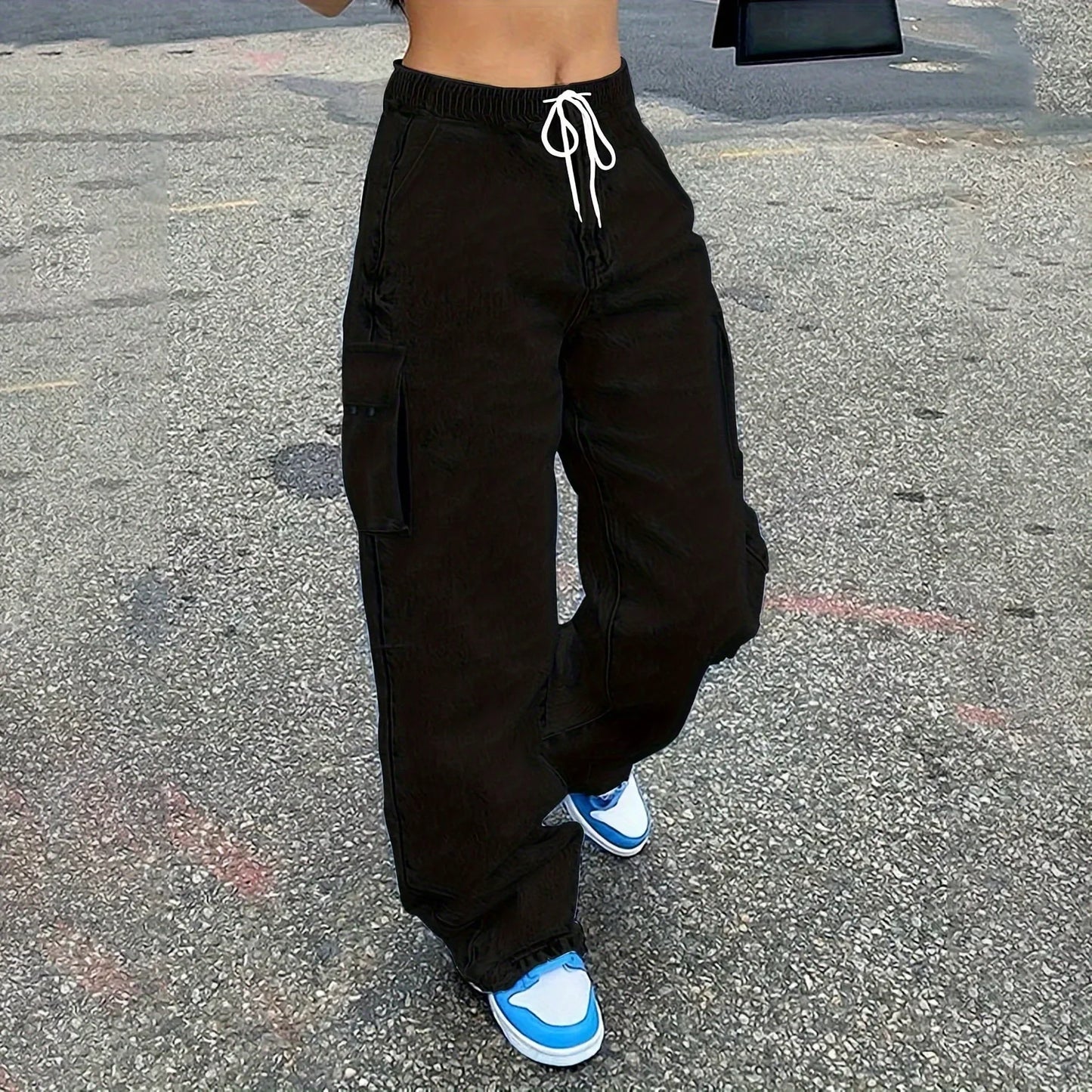 Cargo Pants Jeans Women Streetwear Straight Trousers Multiple Pockets High Waist Vintage Distressed Washed Female Denims 2025. S-2X