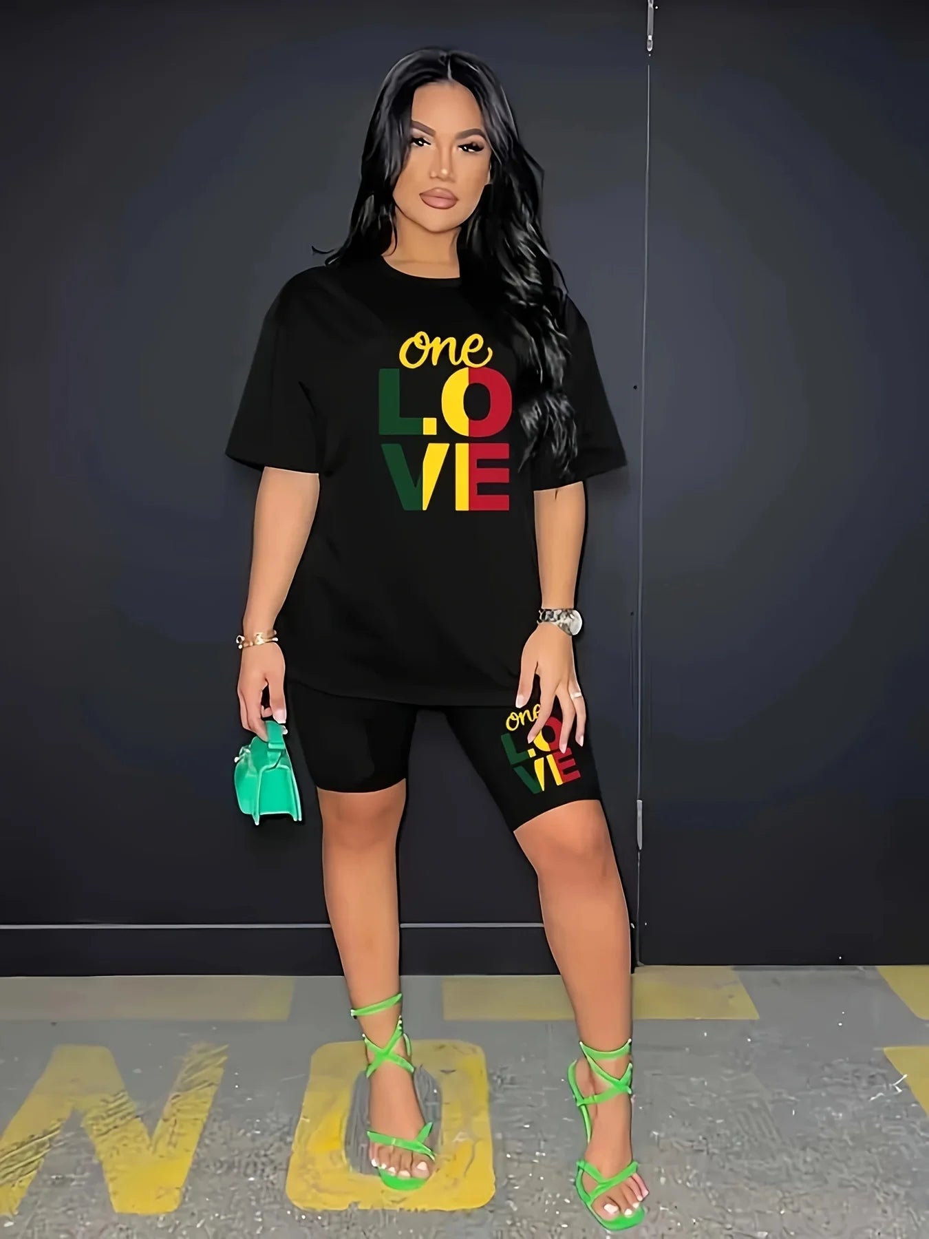 High Quality One Love Printing Women Breathable Soft 2 Piece. S-3XL