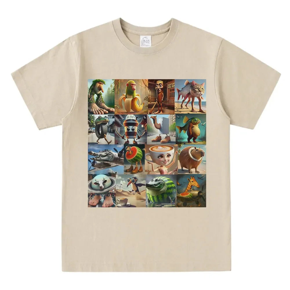 Italian brain rot shirt Brr Brr Patapim Tung Tung Tung Cappuccino ballerina funny T-shirt womens loose-fit T-shirt. XS-3X