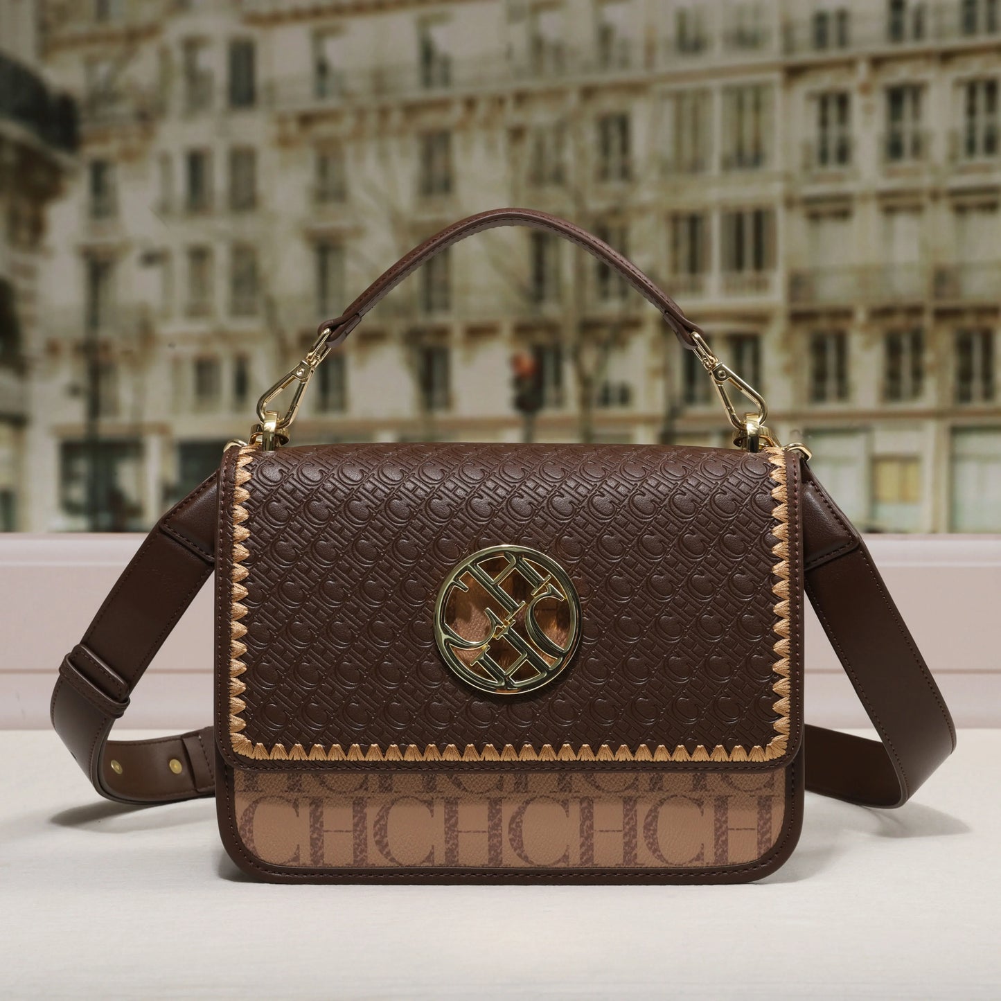 Solid Design Dark Letter Embossed Exquisite Luxury Brand Fashion Handbag