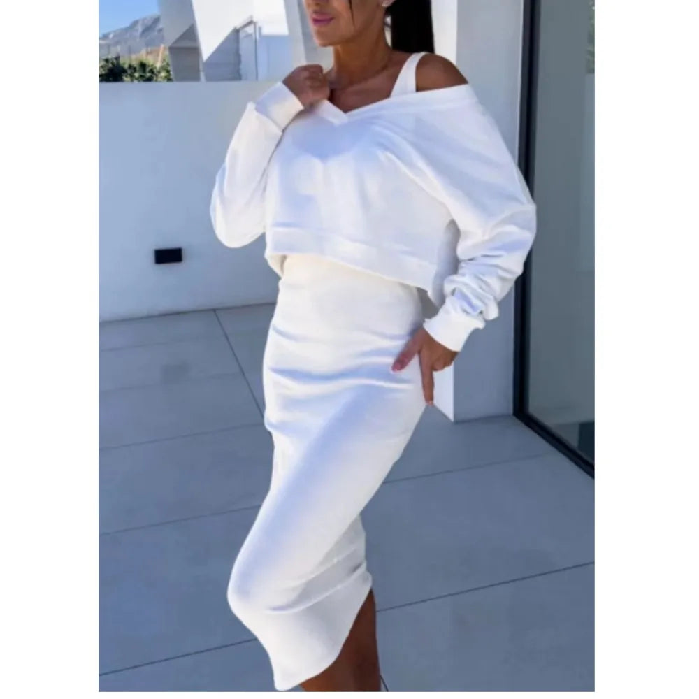 New Women's Two Piece Fashion Sweater and Skirt Perfect For All Seasons. S-XL