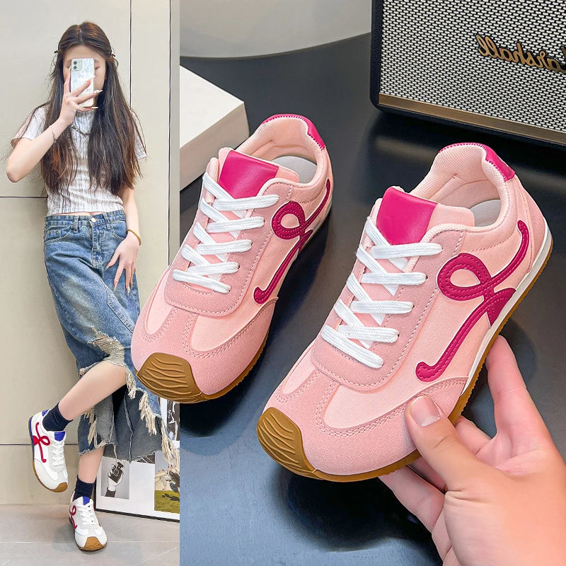 Sneaker Shoe For Women Genuine Leather Flat Lace-up