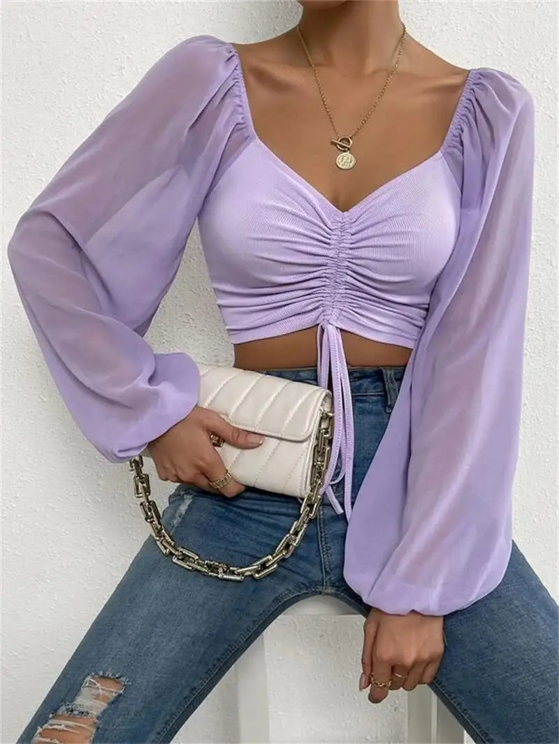 Ladies Posh Summer Shirt Very Flattering Sexy And Casual With Drawstring Crop Top. S-3x