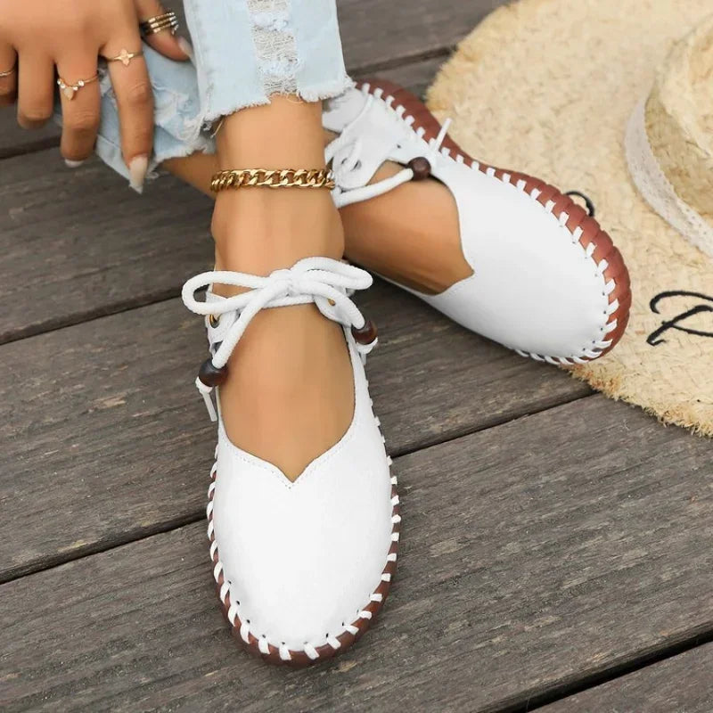 Women Casual Flats Fashion Lace Up Shoes