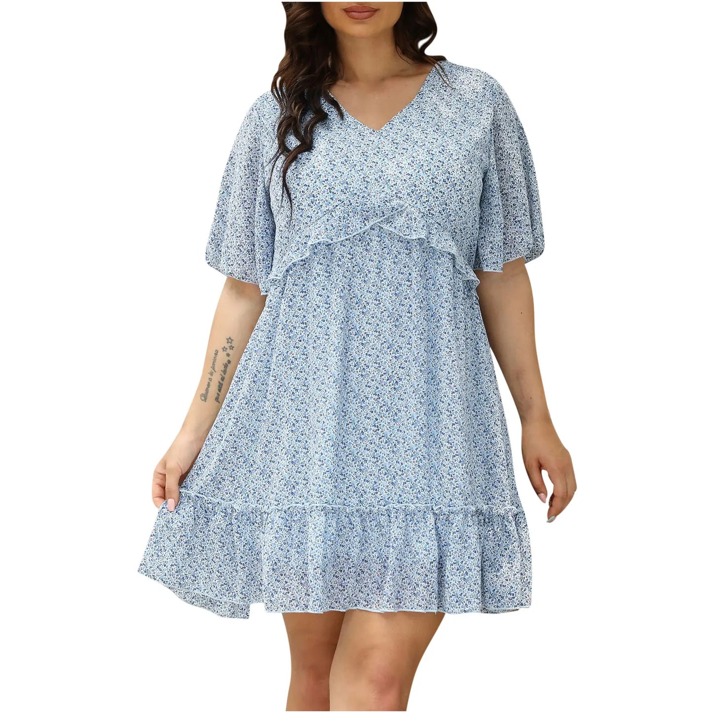 Oversized Women's Dress Loose Flare Fashion Casual Printed Flower Pattern Long Dresses Plus Size For Spring Summer