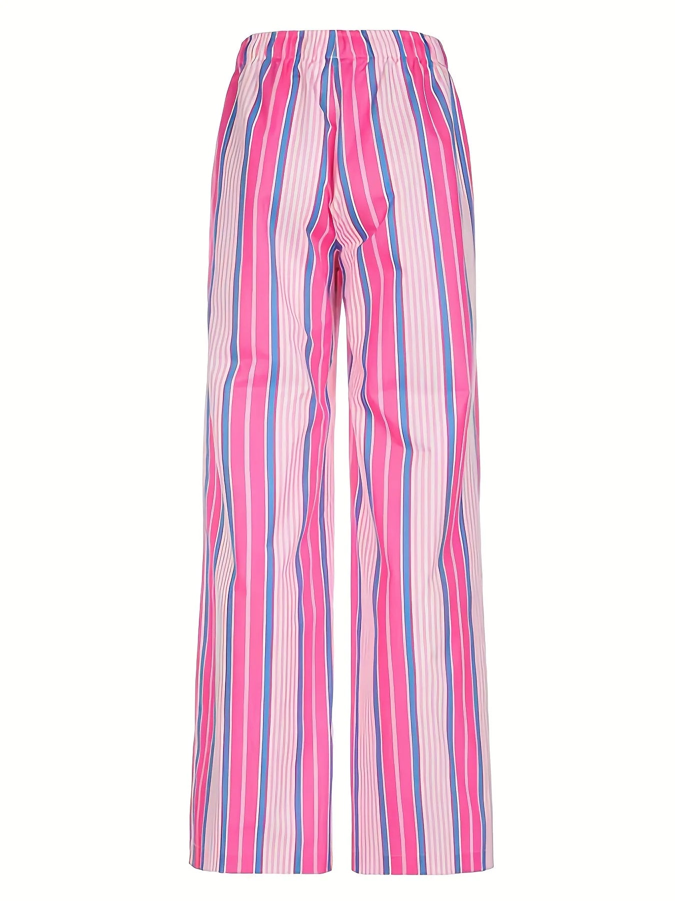 2025 European style women's striped high waist loose fashionable casual comfortable pants. XS-XL