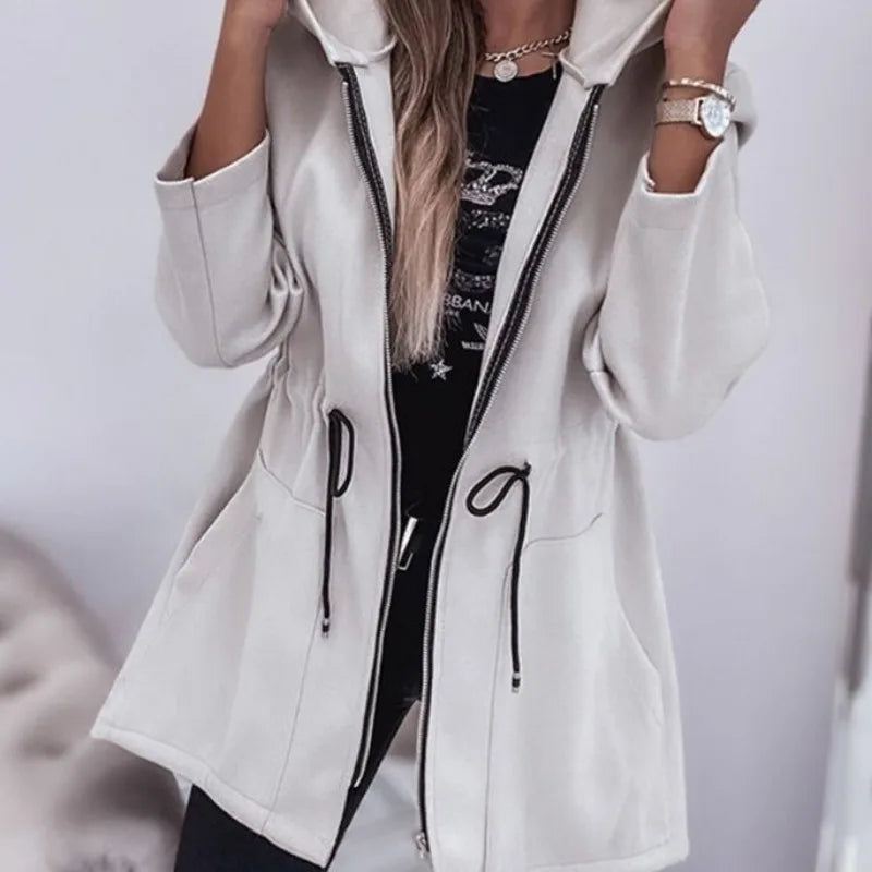 Fashion Casual Autumn and Winter Hooded Zipper Jacket Women's Clothing. S-2X